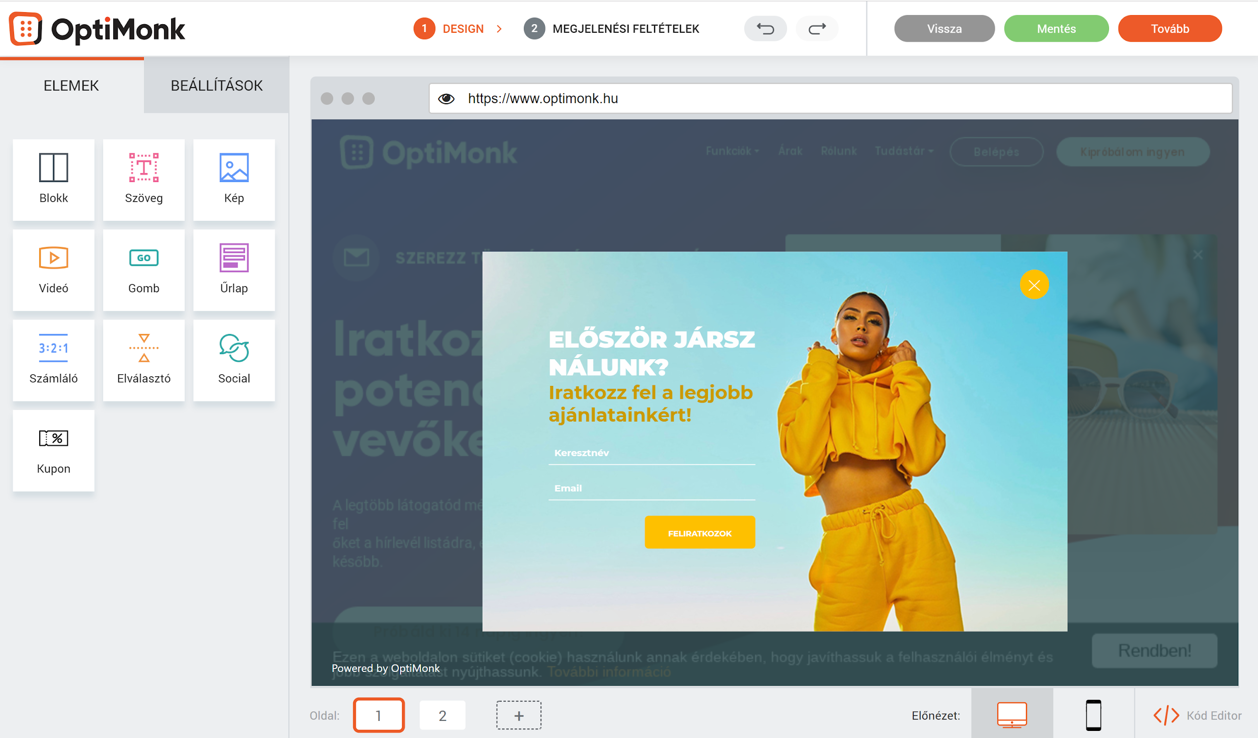 OptiMonk új funkciók