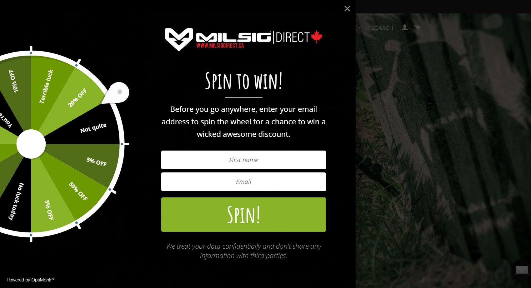 MilsigDirect popup