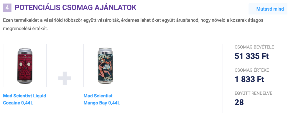 upsell és csomag ajánlatok