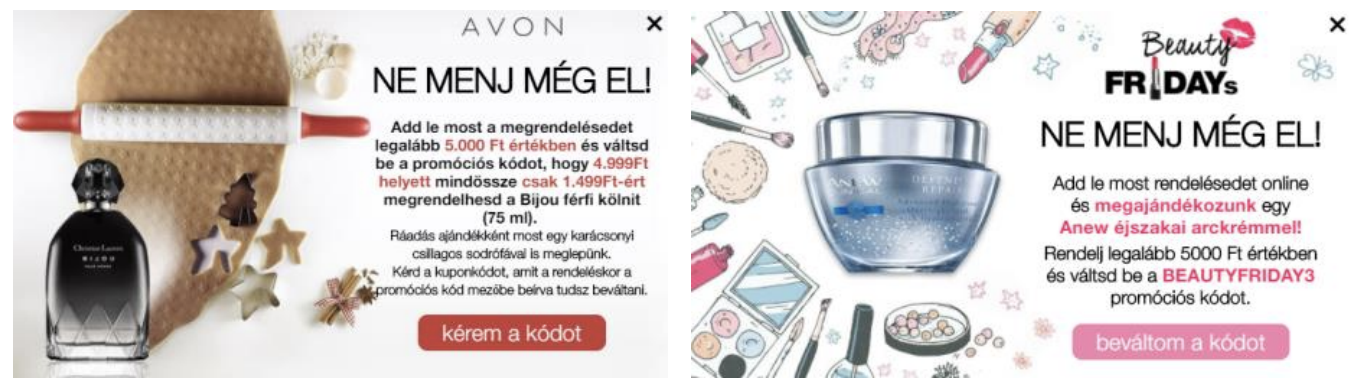 AVON popup A/B teszt