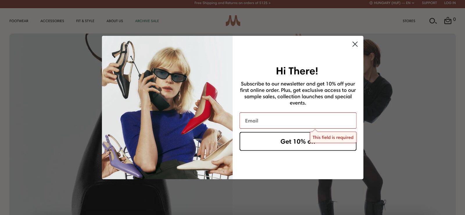 Macguire Shoes pop up features pictures of their shoes and giving exclusive access.