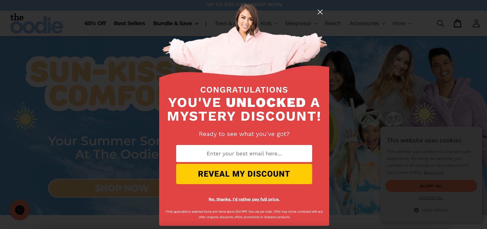 Tap into people's curiosoty by keeping the discount in mystery like Oodie did.