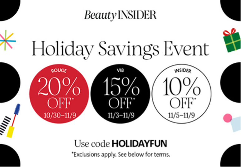Sephora holiday shopping season savings event
