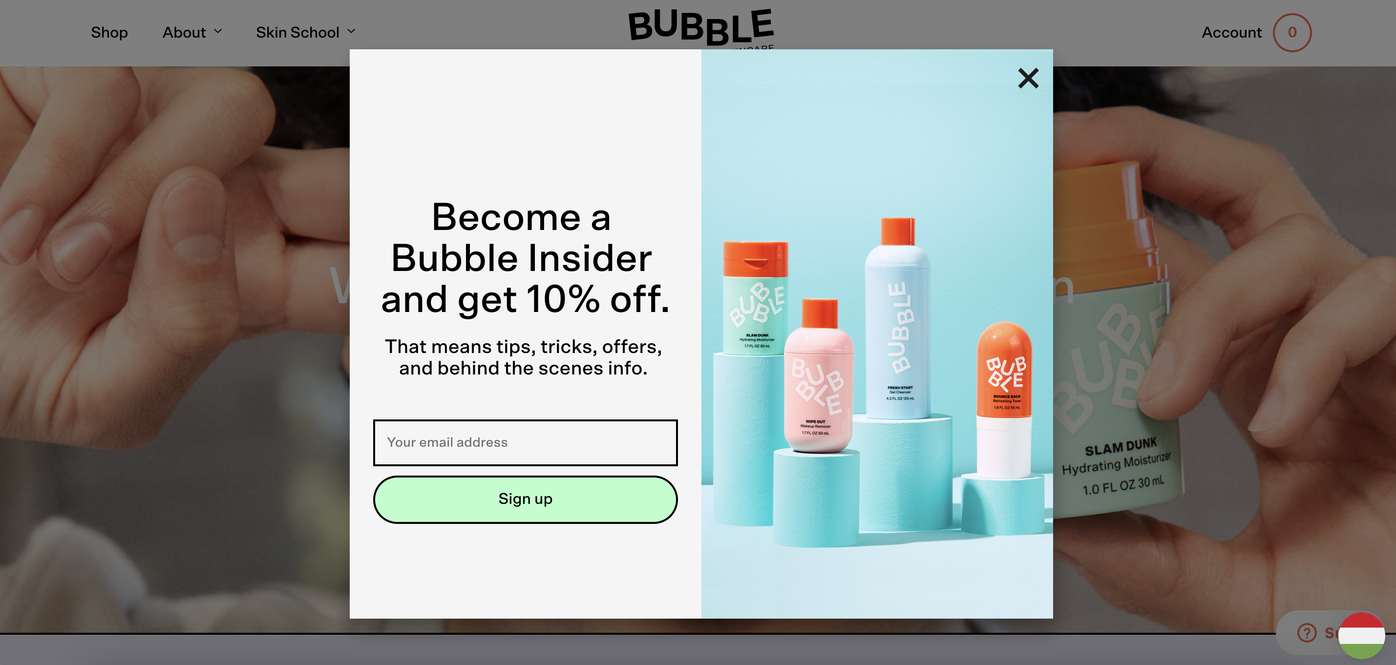 Bubble Skincare popup