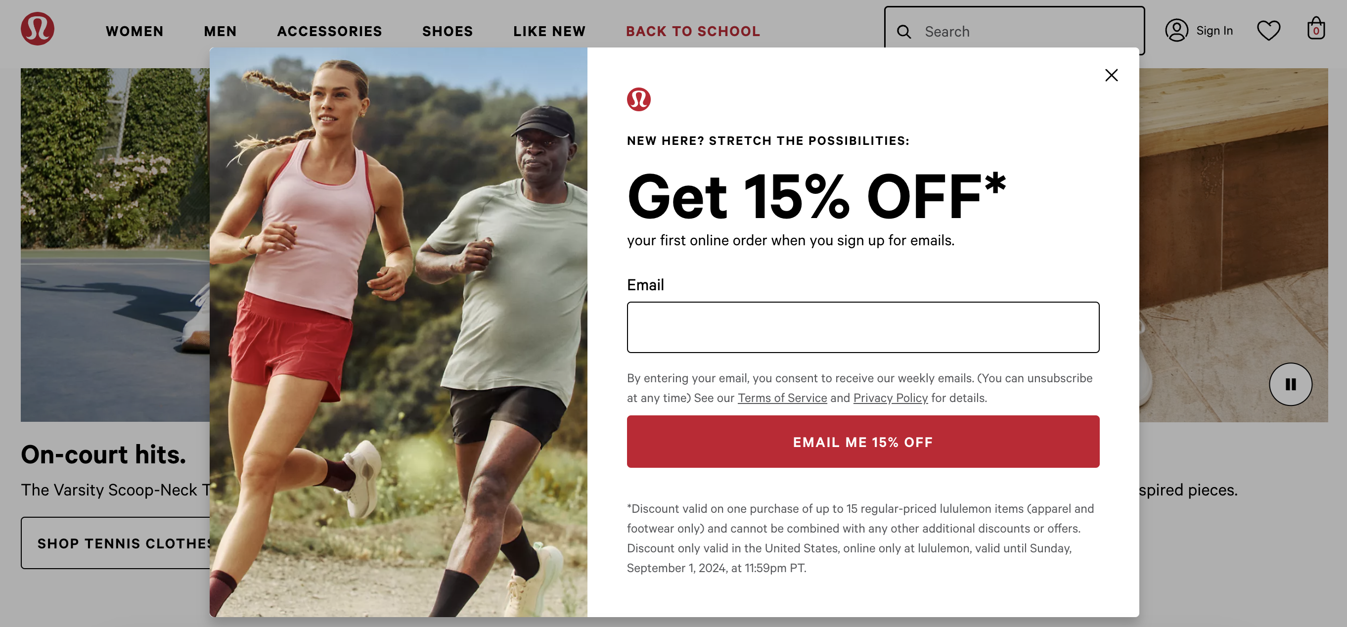 Lululemon 15% off discount