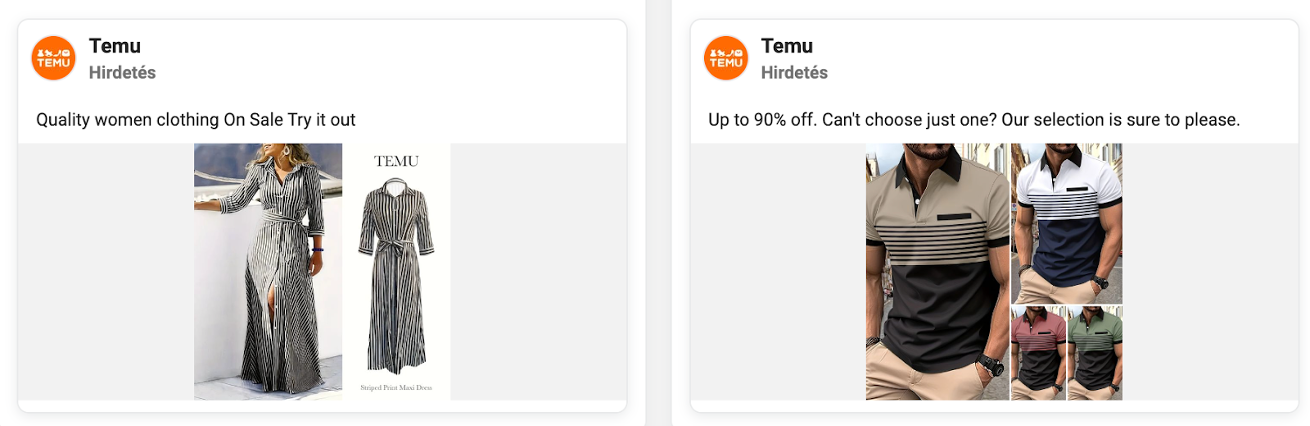 Temu Facebook ads