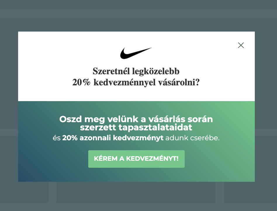 visszajelzés nike popup